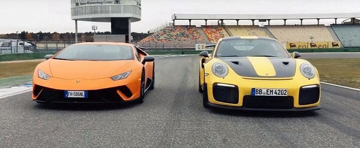 Porsche 911 GT2 RS vs Lamborghini Huracan Performante Track Battle