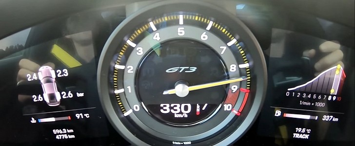 2022 Porsche 911 GT3 top speed attempt on Autobahn by L'argus