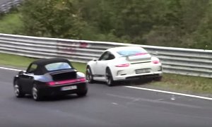 Porsche 911 GT3 Driver Pulls Extreme Grass Overtaking on Nurburgring to Avoid a Crash