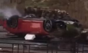 Porsche 911 GT3 Gets Totaled in Street Racing Crash, Car Hits a Wall and Flips