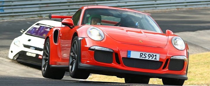 Porsche 911 GT3 RS Jumping Out of Nurburgring Carousel