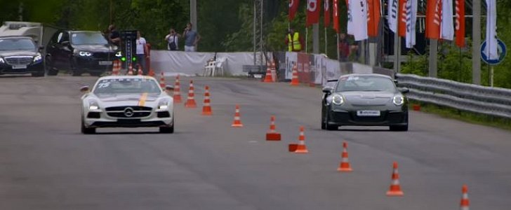 Porsche 911 GT3 RS PDK vs 800 HP Mercedes-Benz SLS Russian Drag Race