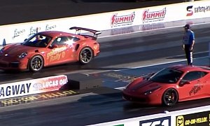 Porsche 911 GT3 RS PDK vs Ferrari 458 Italia: How Wheelspin Can Ruin a Drag Race