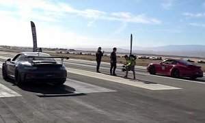 Porsche 911 GT3 RS vs. Tuned 2017 911 Turbo S Drag Race Turns Mission Impossible