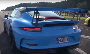 Porsche 911 GT3 RS with Straight Pipe Exhaust Howls during 911 Turbo S Drag Race