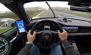 Porsche 911 Turbo S Cabriolet Does 186 MPH (300 KPH) on Soaking Wet Autobahn