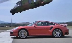 Porsche 911 Turbo S Dogfights the Caiman, a 5,000 HP Army Helicopter