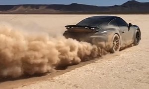 Porsche 911 Turbo S Doing Launch Control In the Dust Leads to Storm