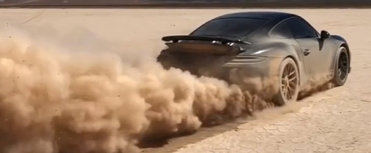 Porsche 911 Turbo S Doing Launch Control In the Dust