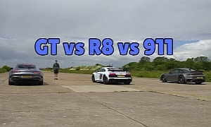Porsche 911 Turbo S Drag Races Audi R8 GT RWD, Mercedes-AMG GT 63 With Predictable Results