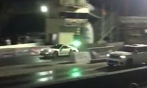 Porsche 911 Turbo S Drag Races Modded Trackhawk, Photo Finish Required