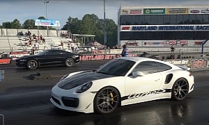 Porsche 911 Turbo S Drags Mustang, Charger, M5, Someone Narrowly Averts Disaster