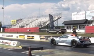 Porsche 918 Spyder Hits the Drag Strip, Races 911 Turbo S and Tons of American Muscle