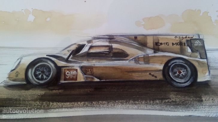 Porsche 919 Hybrid's Le Mans Racing Action Painted in Coffee