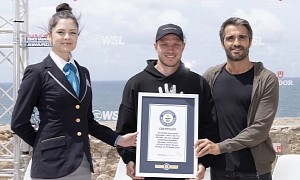 Porsche Athlete Sebastian Steudtner Hits New World Record With 86-Foot Giant Wave
