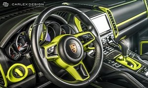 Porsche Cayenne Gets Acid Green Interior Makeover by Carlex Design