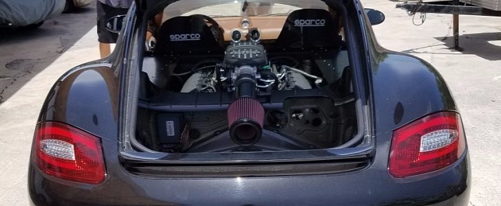 Porsche Cayman Gets Ford Coyote 5.0 V8 Engine Swap