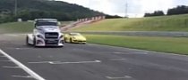 Porsche Cayman GT4 Drag Races Buggyra Race Truck with Purist-Offending Result
