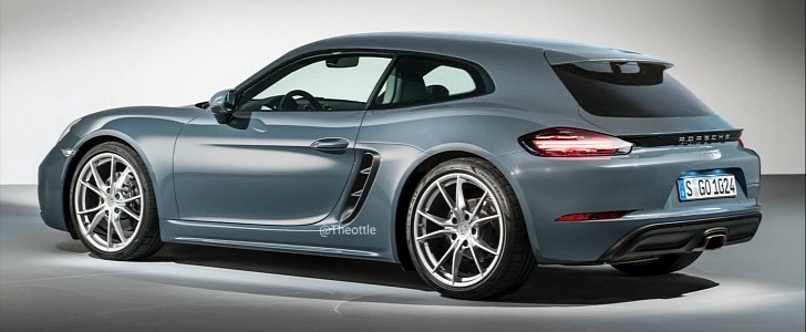 Porsche 718 Cayman Sport Turismo shooting brake rendering by Theottle