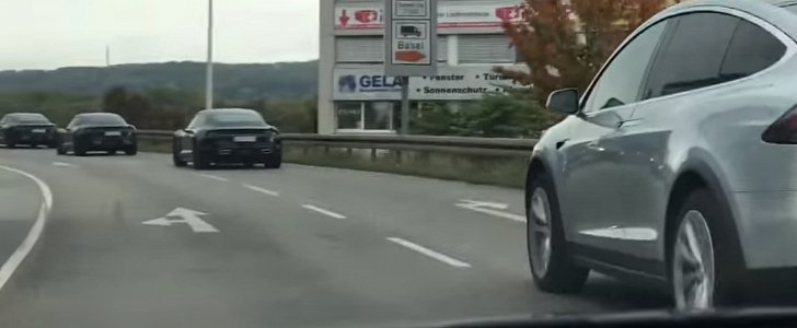 Porsche Mission E test convoy