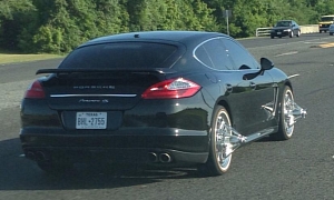 Porsche Panamera Gets Carmageddon-Inspired Spinners in Texas