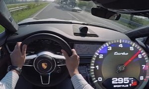 Porsche Panamera Turbo Passes Truck at 183 MPH/295 KPH During Autobahn Sprint