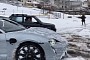 Porsche Taycan Drag Races Fiat Panda 4x4 in the Snow, Is Not First Off the Line