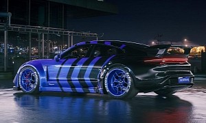 Porsche Taycan RWB Probably Can't Decide If Blue or Black Pleases Akira Nakai