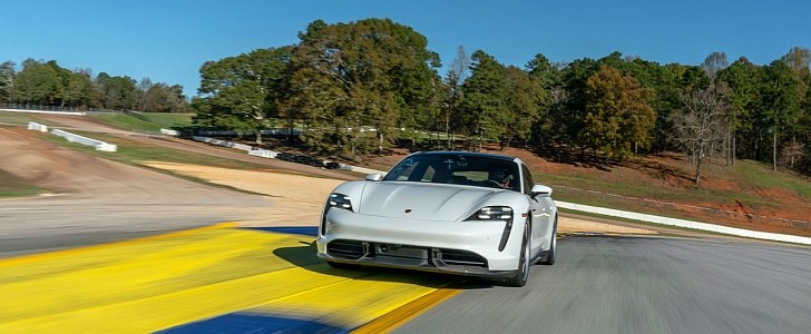 Porsche Taycan Turbo S at the Road Atlanta circuit