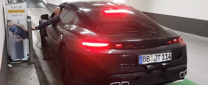Porsche Taycan Shows Up in  Parking Lot