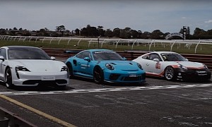Porsche Taycan Turbo Beats 911 GT3 RS and 911 GT3 Cup on the Track, in Drag Race