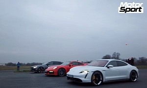 Porsche Taycan Turbo S and 911 Turbo S Drag Race, Audi RS6 Gets Obliterated