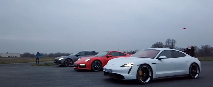 Porsche Taycan Turbo S and 911 Turbo S Drag Race, Audi RS6 Gets Obliterated