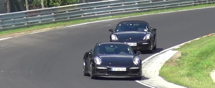 Porsche Testing 2017 Boxster and 2016 911 Together on Nurburgring