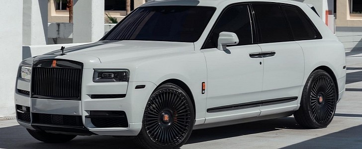 Rolls-Royce Cullinan Black Badge on AGL45s with orange details by AG Luxury