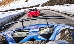 Powerslidelover Drifts Ferrari F50 In the Italian Alps, Chases Aventador SV