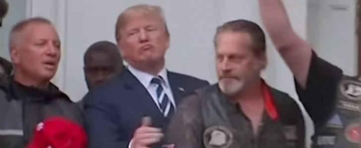 Donald Trump and members of the New Jersey group Bikers for Trump