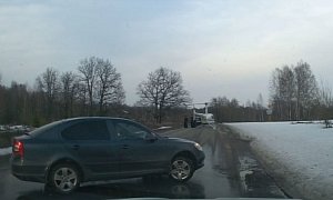 Priest Helicopter Landing Stops Traffic in Russia