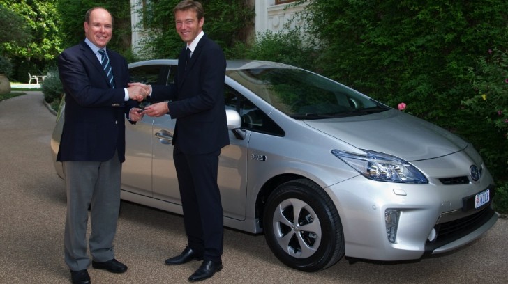Prince Albert II of Monaco in 1st Prius plug-in Hybrid 