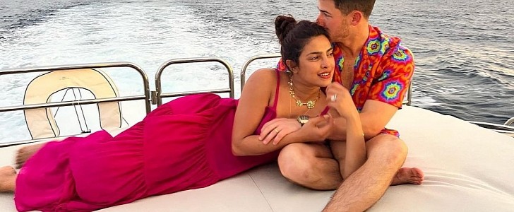 Priyanka Chopra shared images of her and husband Nick Jonas celebrating on board a luxury yacht
