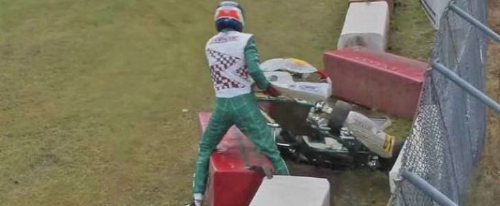 Luca Corberi rips off bumper to throw at his rival at FIA World Karting Championship