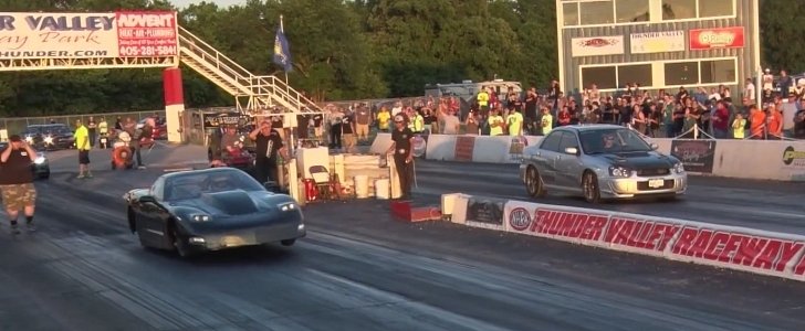 Pro-Mod Corvette Drag Races Street Cars from a Roll