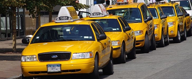 TLC yellow cabs in Lower Manhattan