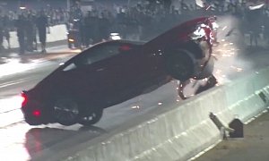 Procharged 2015 Mustang GT Crashes Hard while Drag Racing