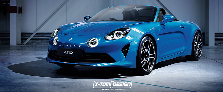 Production Alpine A110 Cabriolet Rendered as Innevitable 718 Boxster Rival