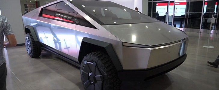 The Tesla Cybertruck prototype on display at LA museum