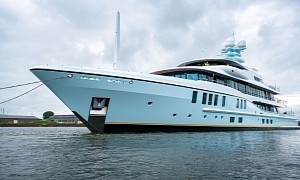Project Shadow Superyacht Looks Dazzling With a Splash of Ice Blue, Watch It Hit the Water