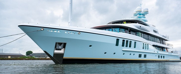 Project Shadow superyacht touches water for the first time in the Netherlands