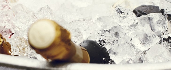bottles of champagne on ice