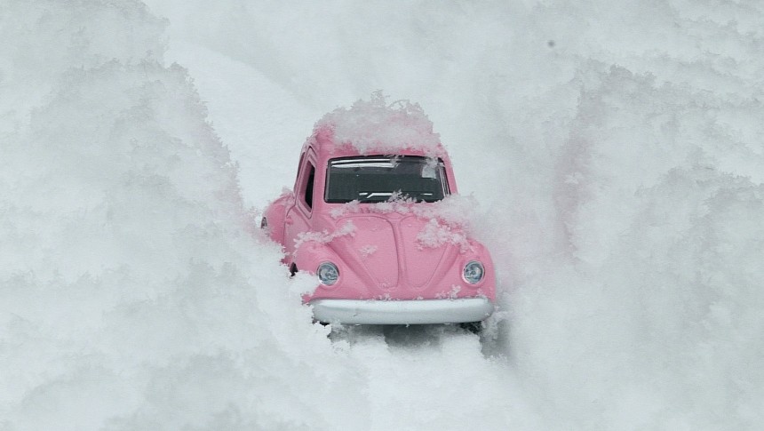 Toy VW Beetle in the Snow